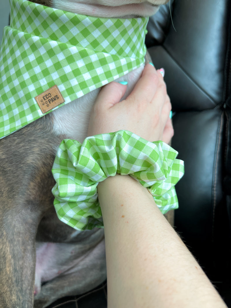 "Green Gingham" Scrunchie