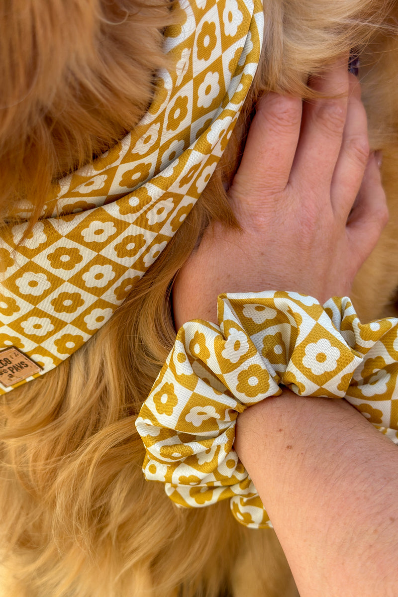 "Boho Flower Checker" Scrunchie