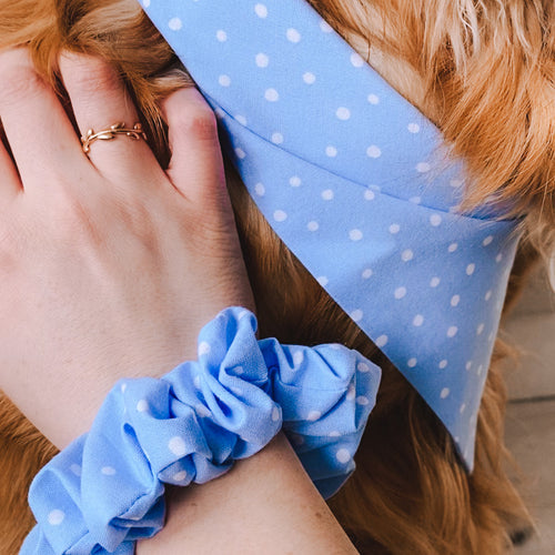 "Spotted Pale Blue" Scrunchie