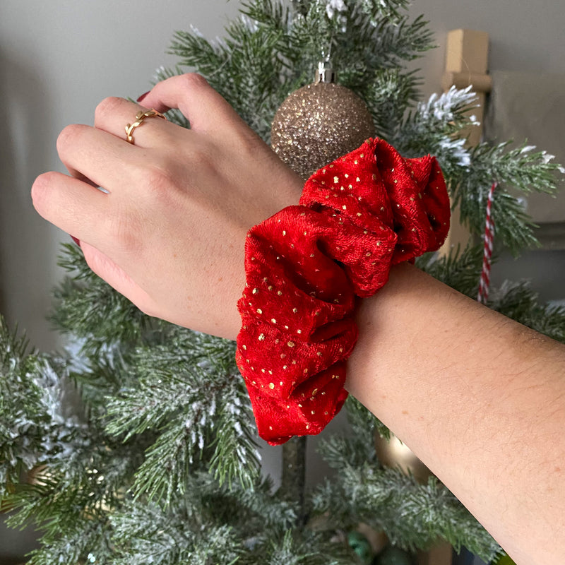 "Gold Flakes Red Velvet" Scrunchie