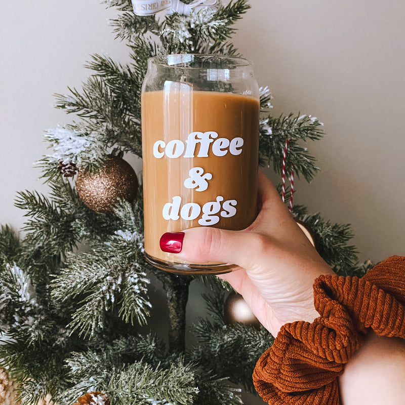 Coffee & Dogs 16 oz Can Glass Cup